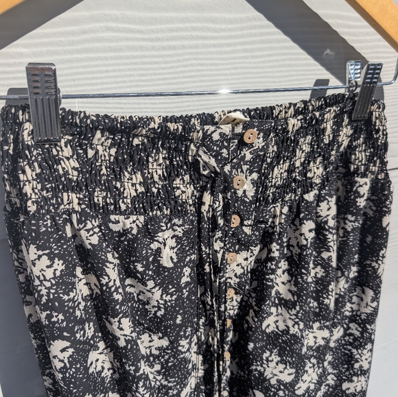 Promesa Skirt Black Size S Floral Maxi High Waist Elastic Buttondown Ties Flowy - Picture 6 of 7